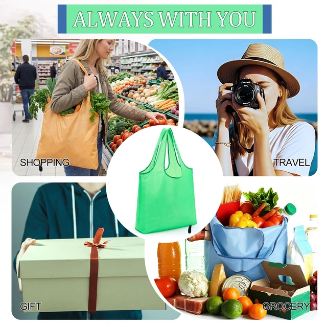 Alt view image 6 of 6 - 10 Pack 17x22in Extra Large Reusable Grocery Bags Heavy Duty, 55lb Washable Foldable Waterproof Tote Bag with Handles for Shopping(Colorful)