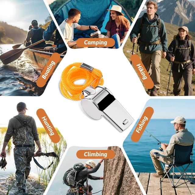 Alt view image 7 of 7 - 100 Pcs Stainless Steel Whistle with Lanyard, Whistles Bulk | Metal Referee Whistles Loud Sound for Coaches, Sports, Police, Emergency, Camping, Outdoor Activities