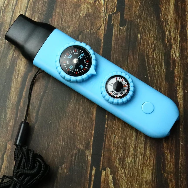 Alt view image 3 of 6 - Emergency Survival Safety WhistleWhistle for Kids with Lanyard,Compass,Thermometer,Ideal for Kayaking, Boating, Hiking, Camping, Climbing(Blue)