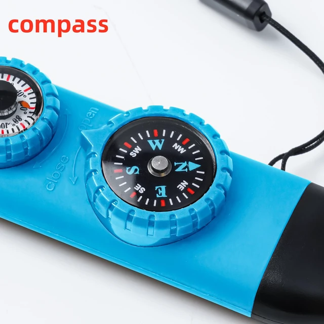 Alt view image 4 of 6 - Emergency Survival Safety WhistleWhistle for Kids with Lanyard,Compass,Thermometer,Ideal for Kayaking, Boating, Hiking, Camping, Climbing(Blue)