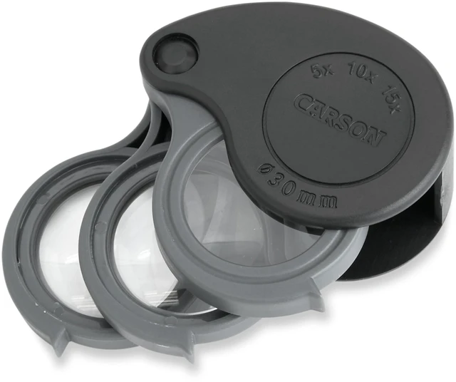 Main image of TriView 5x/10x/15x Folding Loupe Magnifier with Built-in Case, 3-in-1 Portable Loupe Magnifying Glass - Adjustable Magnification, Great for Jewelry (TV-15)