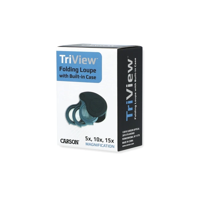 Alt view image 7 of 7 - TriView 5x/10x/15x Folding Loupe Magnifier with Built-in Case, 3-in-1 Portable Loupe Magnifying Glass - Adjustable Magnification, Great for Jewelry (TV-15)