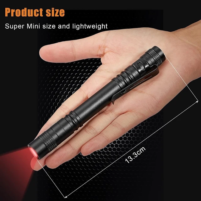Alt view image 2 of 6 - 2 Pcs Red Light Flashlight LED Single Mode Torch for Night | Portable Compact Pen, Light Bright Torch, Clip Design, Night Astronomy, Aviation Observation, Safe Beach