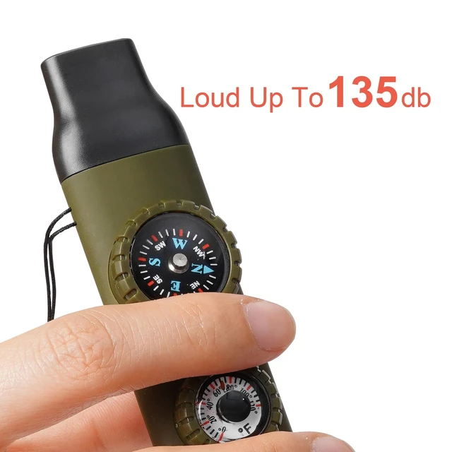 Alt view image 5 of 7 - Emergency Survival Safety WhistleWhistle for Kids with Lanyard,Compass,Thermometer,Ideal for Kayaking, Boating, Hiking, Camping, Climbing(Green)