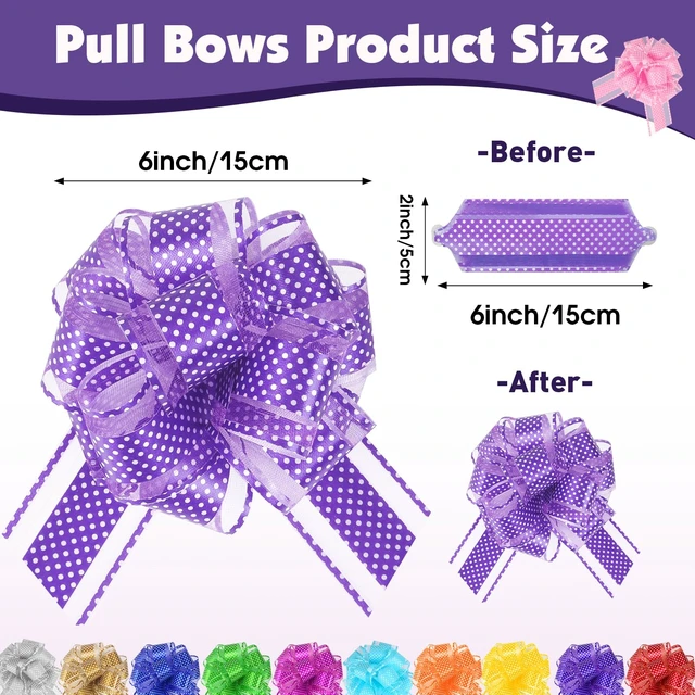 Alt view image 2 of 7 - 24 Pcs Large Pull Bows for Gift Wrapping,12 Colors 6 Inch Pull Bows for Present Wrapping Gift Baskets Flower Bouquets, Pull Ribbon Gift Bows for Party, Christmas, Valentine's Day, Wedding, Birthday.
