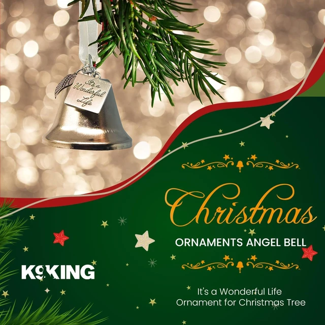 Alt view image 3 of 7 - It's a Wonderful Life Christmas Angel Bell Ornament, New Larger Size | Inspired Christmas, Angel Wing Charm, Now Comes with 2 Interchangeable Ribbons, New Larger Size