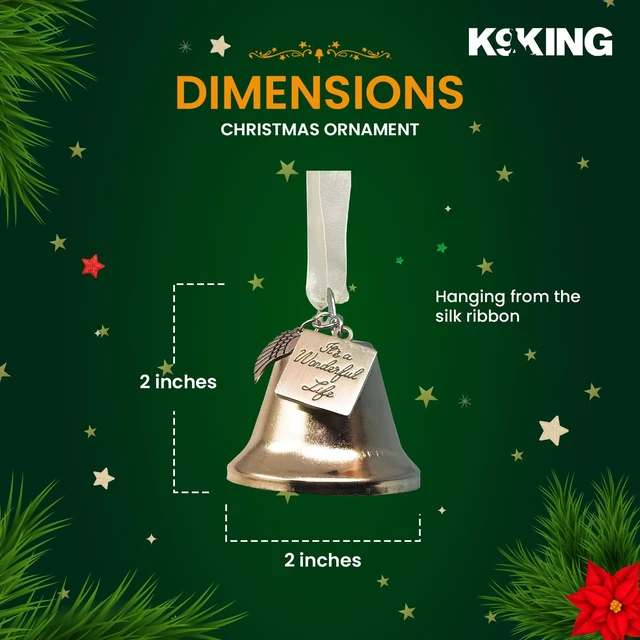 Alt view image 6 of 7 - It's a Wonderful Life Christmas Angel Bell Ornament, New Larger Size | Inspired Christmas, Angel Wing Charm, Now Comes with 2 Interchangeable Ribbons, New Larger Size