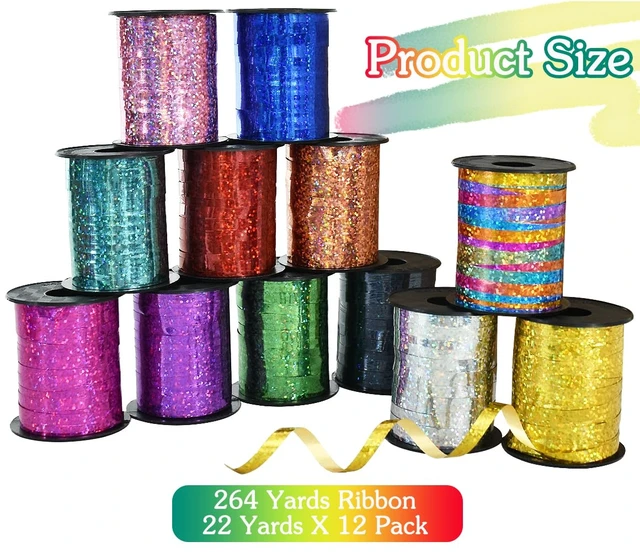 Alt view image 2 of 6 - 12 Assorted Colors Curling Ribbons Set,Rainbow Balloons Strings,1/5 ''Thin 264yds for Gift Wrapping Birthday Wedding Halloween Christmas Party Decoration (MIX-RIBBON-01)