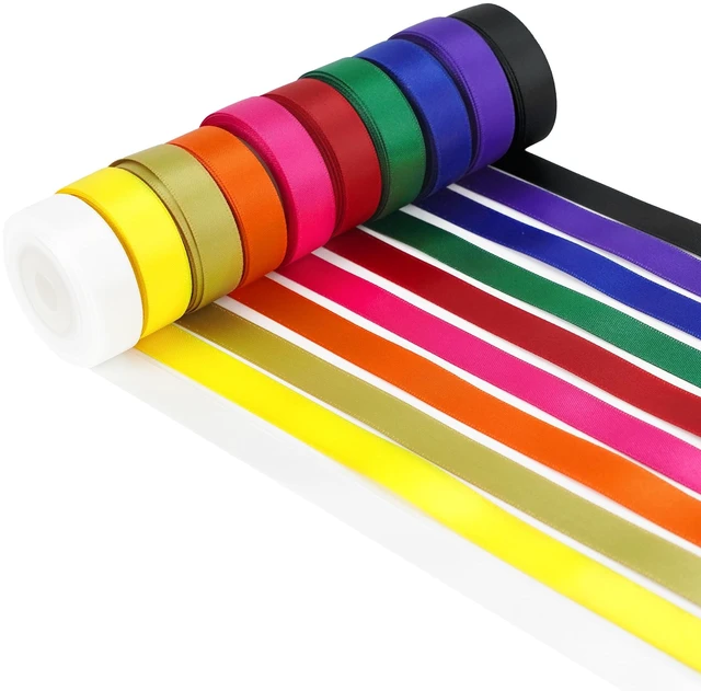 Main image of Rainbow Ribbon Set Solid Color Assortment 10 Colors Double Faced Satin Ribbon for Gift Wrapping Double Sided Christmas Ribbons Party Decorations, 1/2" X 5 Yard Each Total 50 Yds Per Package