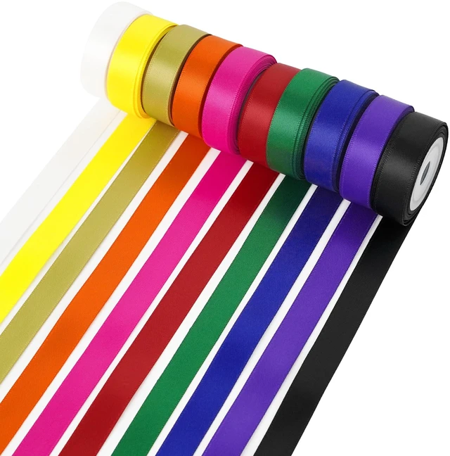 Alt view image 7 of 7 - Rainbow Ribbon Set Solid Color Assortment 10 Colors Double Faced Satin Ribbon for Gift Wrapping Double Sided Christmas Ribbons Party Decorations, 1/2" X 5 Yard Each Total 50 Yds Per Package