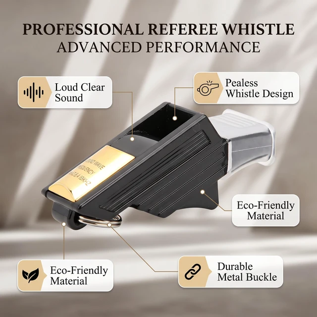 Alt view image 7 of 7 - Referee Whistle, Whistle for Basketball, Football, Camping, Emergency Calling(Black&Gold)