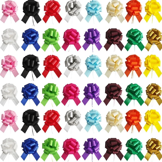 Main image of 48 Pcs Pull Bows,6 Inch Gift Bows for Presents,Birthday,Anniversary,Party,Christmas,Wreath,Holiday Celebration Gift Decoration (48Pcs Mixed Color)