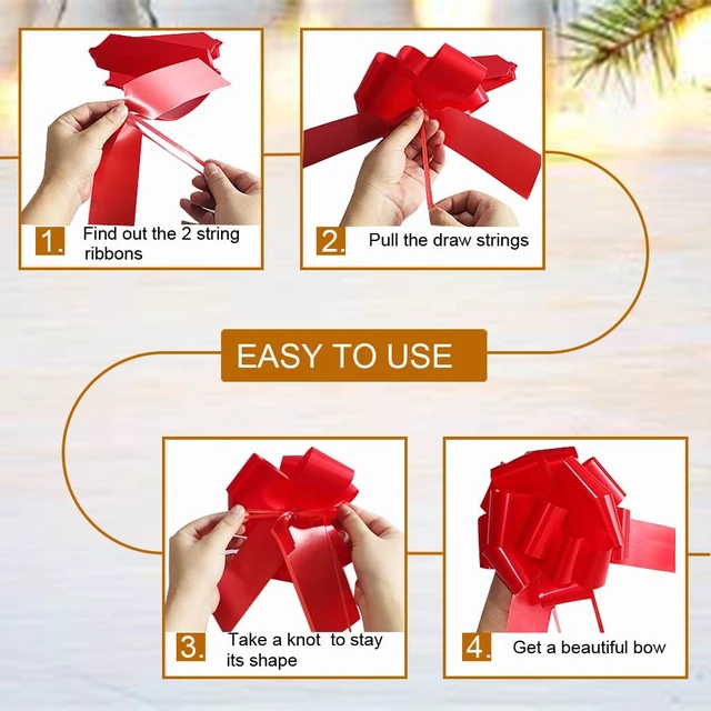 Alt view image 6 of 6 - 48 Pcs Pull Bows,6 Inch Gift Bows for Presents,Birthday,Anniversary,Party,Christmas,Wreath,Holiday Celebration Gift Decoration (48Pcs Mixed Color)