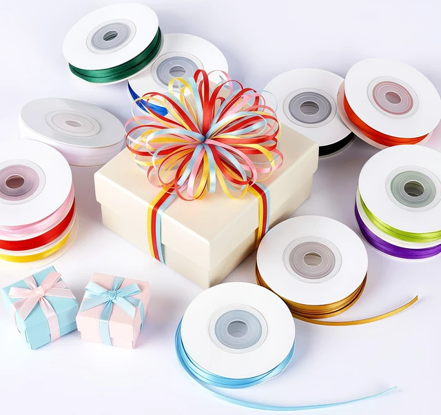 Alt view image 7 of 7 - Rainbow Satin Ribbon, 1/8 Inch Thin Ribbon 328 Yards Double Face Ribbon | 12 Colors, Colorful Ribbon for Gift Wrapping, Flower Bouquet, DIY Crafts, Happy Birthday Party Wedding Decoration Hair Bows