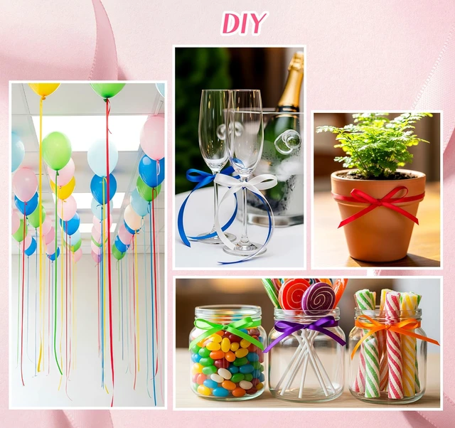 Alt view image 6 of 7 - Rainbow Satin Ribbon, 1/8 Inch Thin Ribbon 328 Yards Double Face Ribbon | 12 Colors, Colorful Ribbon for Gift Wrapping, Flower Bouquet, DIY Crafts, Happy Birthday Party Wedding Decoration Hair Bows