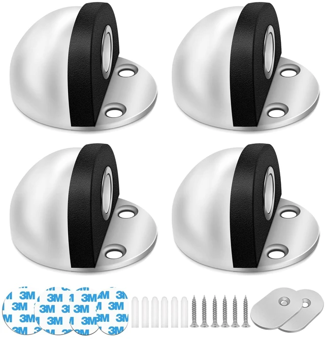 Main image of 4 Pack Magnetic Door Stop Self Adhesive Floor Mounted Door Stoppers Magnetic Door Catch Holder Dome Doorstop for Bottom, White