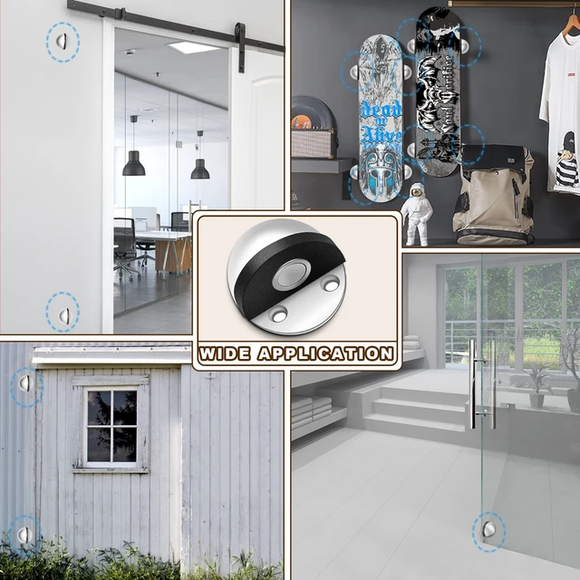 Alt view image 5 of 7 - 4 Pack Magnetic Door Stop Self Adhesive Floor Mounted Door Stoppers Magnetic Door Catch Holder Dome Doorstop for Bottom, White
