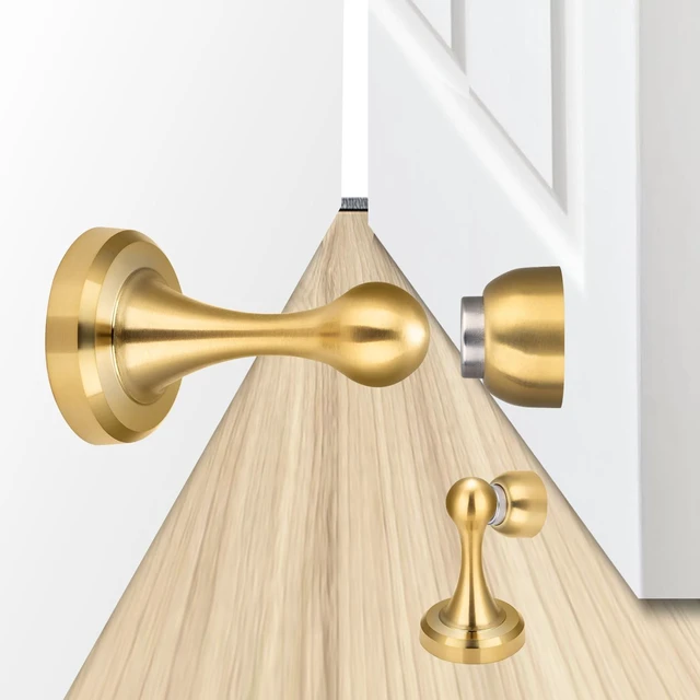 Main image of Magnetic Door Stop - Heavy Duty Door Stopper, Premium Stainless Steel, Anti-Rust, Suitable for Various Door Types, Wall & Floor Mount, 1 Pack (1, Gold)