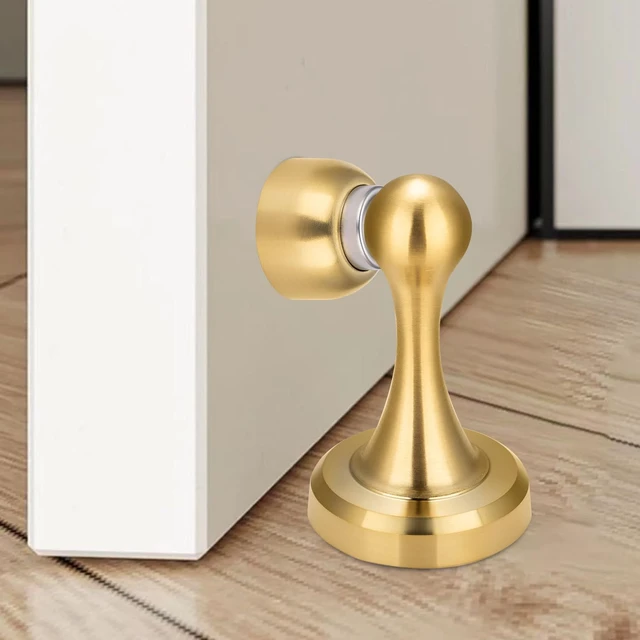 Alt view image 7 of 7 - Magnetic Door Stop - Heavy Duty Door Stopper, Premium Stainless Steel, Anti-Rust, Suitable for Various Door Types, Wall & Floor Mount, 1 Pack (1, Gold)