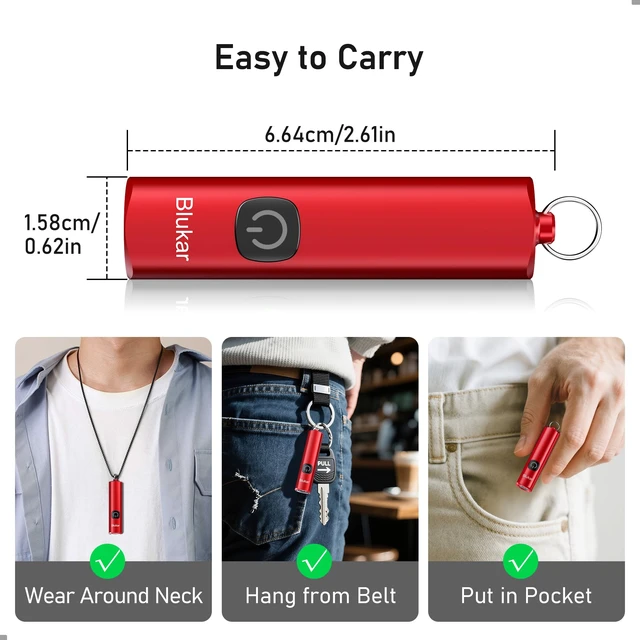 Alt view image 5 of 7 - EDC Rechargeable Keychain Flashlight, 360L Mini Portable Flash Light | 3 Lighting Modes, Memory Function, Waterproof, Compact Pocket Light for Everyday Carry, Emergency, Camping, Outdoor-Red