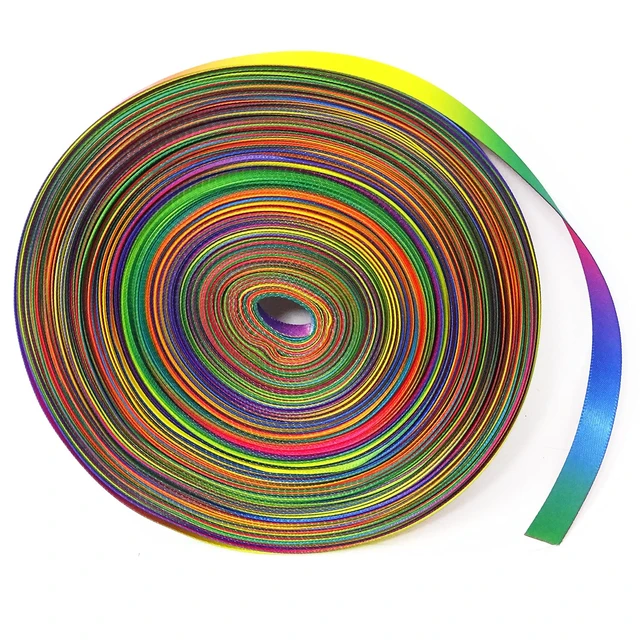 Alt view image 4 of 7 - 50 Yards Double Side Colorful Satin Ribbon Gradient Rainbow Printed Polyester Ribbon for DIY Clothing Holiday Wedding Decoration Handcraft (9mm)