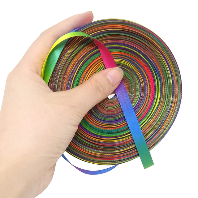 Alt view image 6 of 7 - 50 Yards Double Side Colorful Satin Ribbon Gradient Rainbow Printed Polyester Ribbon for DIY Clothing Holiday Wedding Decoration Handcraft (9mm)