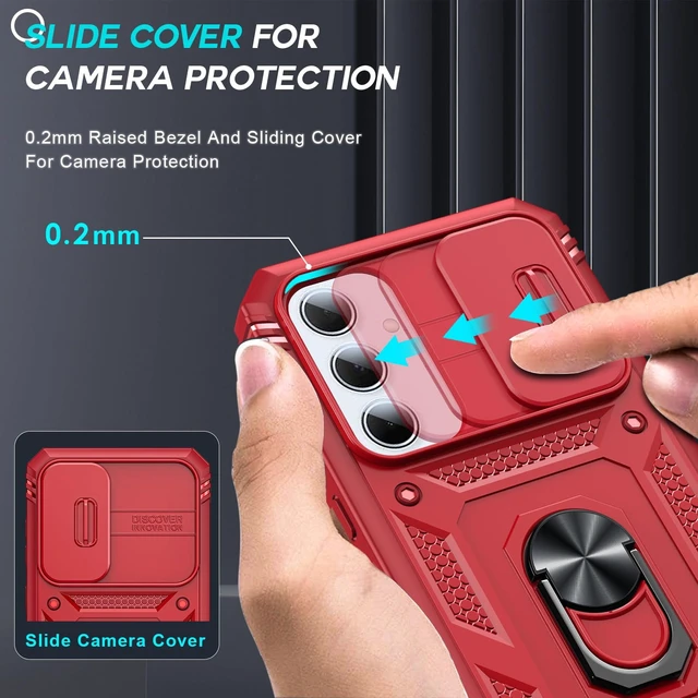 Alt view image 2 of 7 - Compatible for Samsung Galaxy A35-5G Case: Galaxy A35 5G Phone Case with Screen Protector X2, Camera Cover & Magnetic Satnd, Full Body Protection Cell Android Funda para Samsung A 35 5G, Red