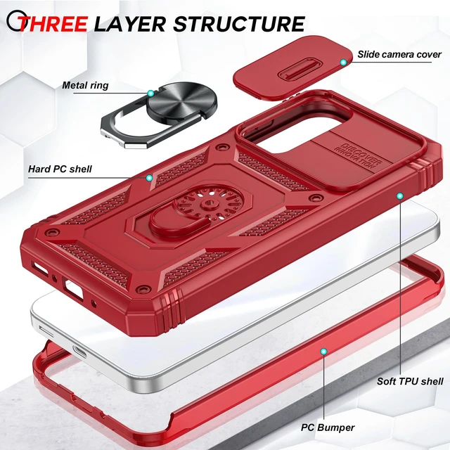 Alt view image 3 of 7 - Compatible for Samsung Galaxy A35-5G Case: Galaxy A35 5G Phone Case with Screen Protector X2, Camera Cover & Magnetic Satnd, Full Body Protection Cell Android Funda para Samsung A 35 5G, Red