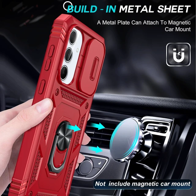 Alt view image 4 of 7 - Compatible for Samsung Galaxy A35-5G Case: Galaxy A35 5G Phone Case with Screen Protector X2, Camera Cover & Magnetic Satnd, Full Body Protection Cell Android Funda para Samsung A 35 5G, Red