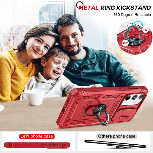 Alt view image 7 of 7 - Compatible for Samsung Galaxy A35-5G Case: Galaxy A35 5G Phone Case with Screen Protector X2, Camera Cover & Magnetic Satnd, Full Body Protection Cell Android Funda para Samsung A 35 5G, Red