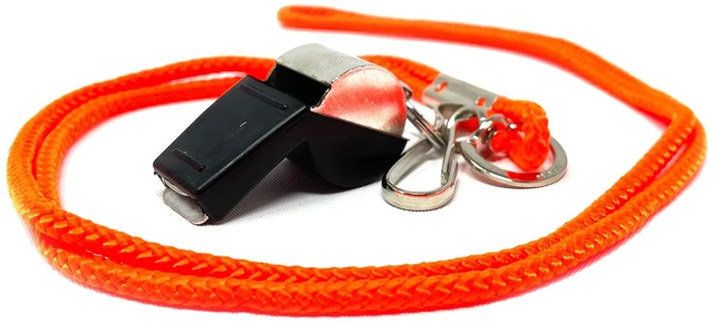 Main image of All-Sport Metal Whistle with Lip Guard | Referee + Coach Field Signals, Heavy-Duty Nylon Lanyard, Loud Cork-Pea Sound, Rust-Resistant Swivel Anti-Tangle Design