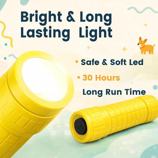 Alt view image 4 of 7 - 9-LED Mini Flashlight for Kids, 6 Pack Bright Small LED Flashlight Set, Bulk 6 Assorted Color Emergency Flashlight for Party, Adventure, Camping, Night Walk, Classroom Teaching, Batteries Included