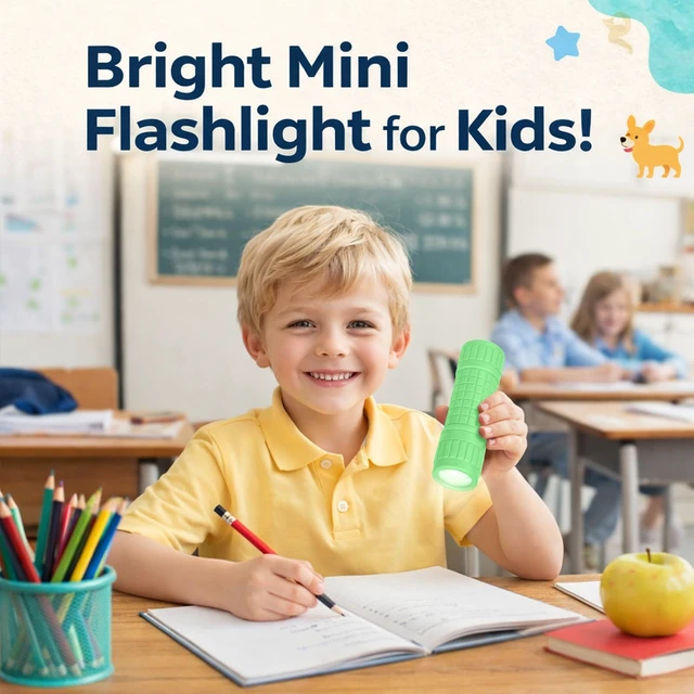 Alt view image 5 of 7 - 9-LED Mini Flashlight for Kids, 6 Pack Bright Small LED Flashlight Set, Bulk 6 Assorted Color Emergency Flashlight for Party, Adventure, Camping, Night Walk, Classroom Teaching, Batteries Included