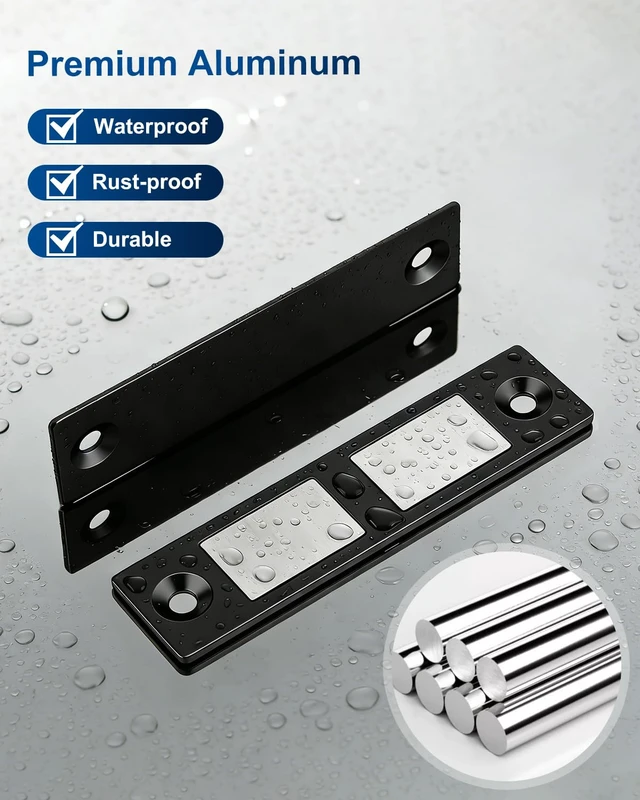 Alt view image 6 of 7 - Magnetic Door Catch, Heavy Duty Cabinet Magnets for Closure Double Magnetic Cabinet Door Catch Black Drawer Magnets Strong Hold for Closet, Wardrobe, Cabinets (3, Black)