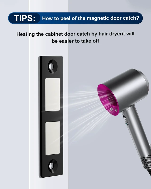 Alt view image 7 of 7 - Magnetic Door Catch, Heavy Duty Cabinet Magnets for Closure Double Magnetic Cabinet Door Catch Black Drawer Magnets Strong Hold for Closet, Wardrobe, Cabinets (3, Black)