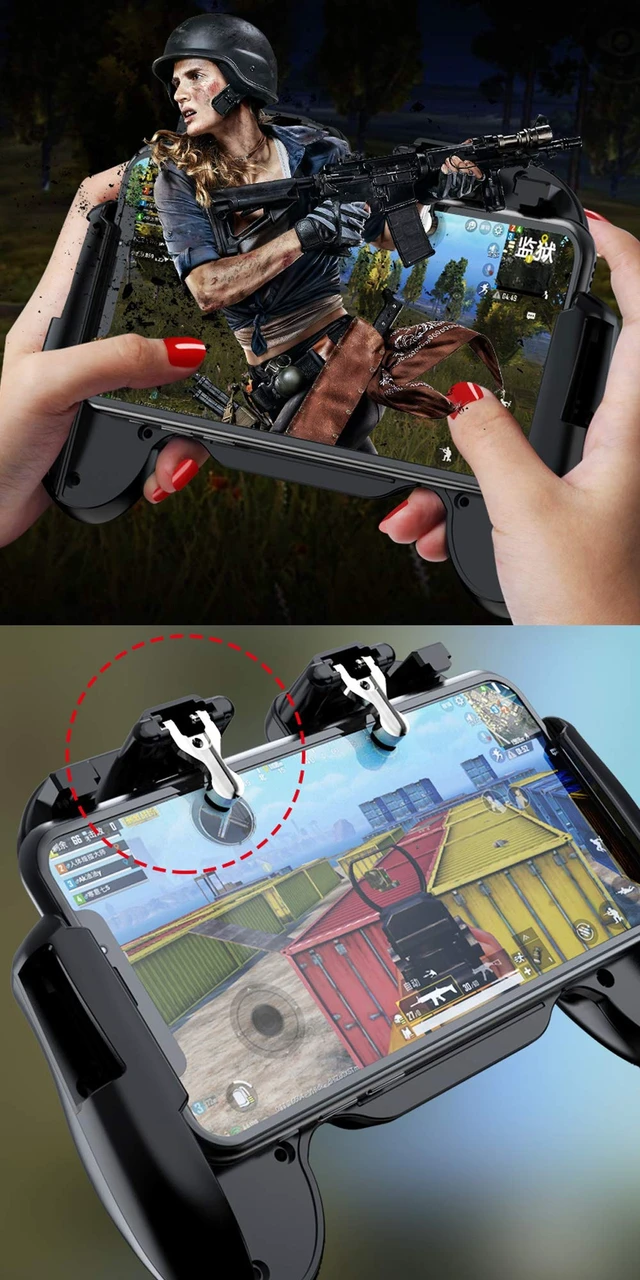Alt view image 3 of 7 - Mobile Phone PUBG Game Controller L1R1 Shoot and Aim Trigger Joystick Ergonomic Gamepad for PUBG Mobile/Knives Out,Phone Gaming Controller for 4.7''- 7.0'' Android & iOS (H6)
