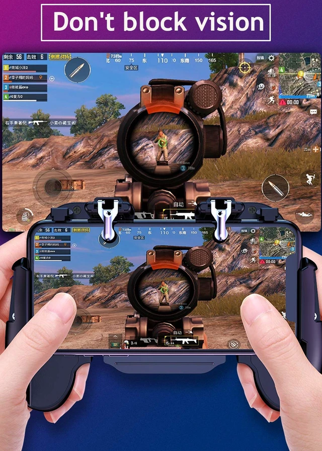 Alt view image 6 of 7 - Mobile Phone PUBG Game Controller L1R1 Shoot and Aim Trigger Joystick Ergonomic Gamepad for PUBG Mobile/Knives Out,Phone Gaming Controller for 4.7''- 7.0'' Android & iOS (H6)