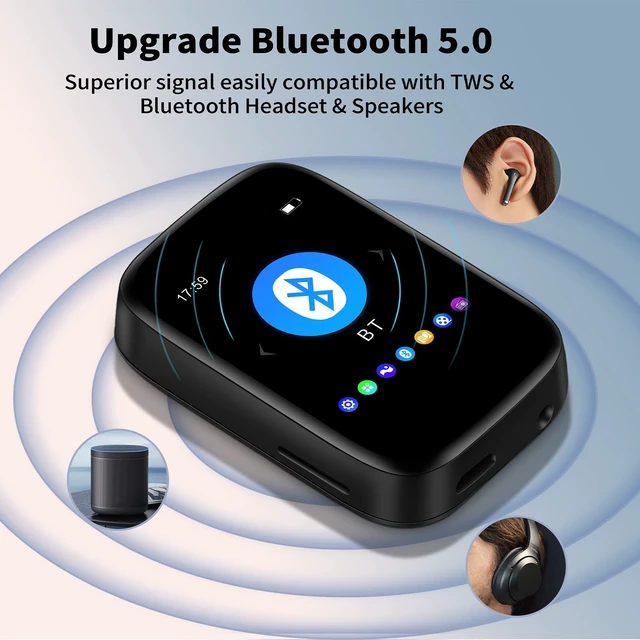 Alt view image 2 of 7 - 32GB Mp3 Player with Bluetooth Sports Clip-on Music Player Support FM Radio Voice Record E-Book Calendar Alarm SupportMicros SD Card Up to 128GB