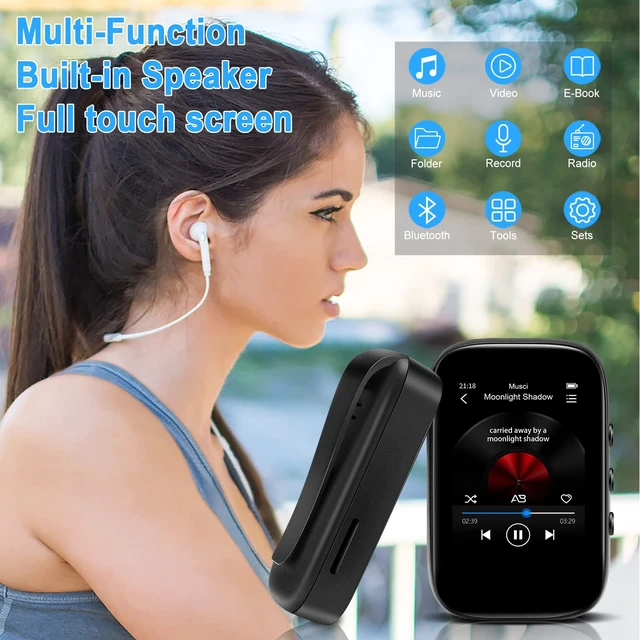 Alt view image 5 of 7 - 32GB Mp3 Player with Bluetooth Sports Clip-on Music Player Support FM Radio Voice Record E-Book Calendar Alarm SupportMicros SD Card Up to 128GB