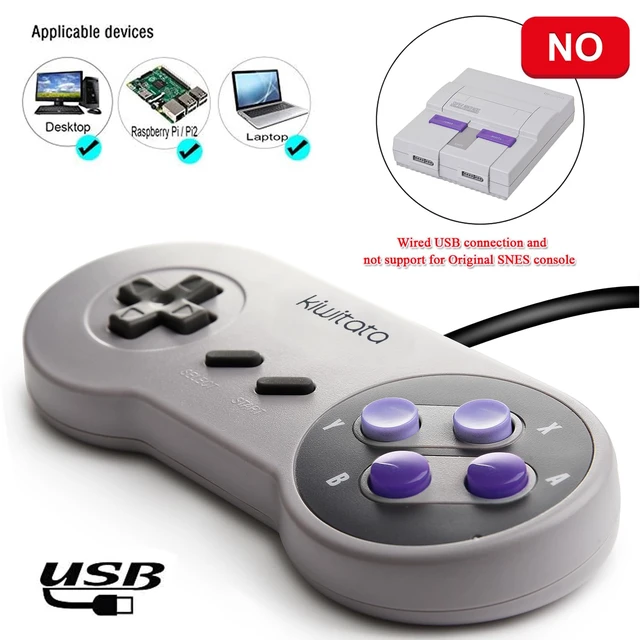 Alt view image 6 of 7 - 2X Classic SNES USB Controller for PC Gamings, Retro SNES Wired USB Game Emulator Controller for Windows XP 7 8 11 Mac Raspberry Pi