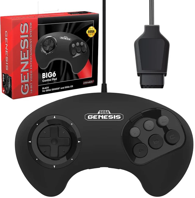 Main image of SEGA Genesis BIG6 6-Button Wired Controller - Original Port | Officially Licensed for Original Sega Genesis/Mega Drive Game Systems