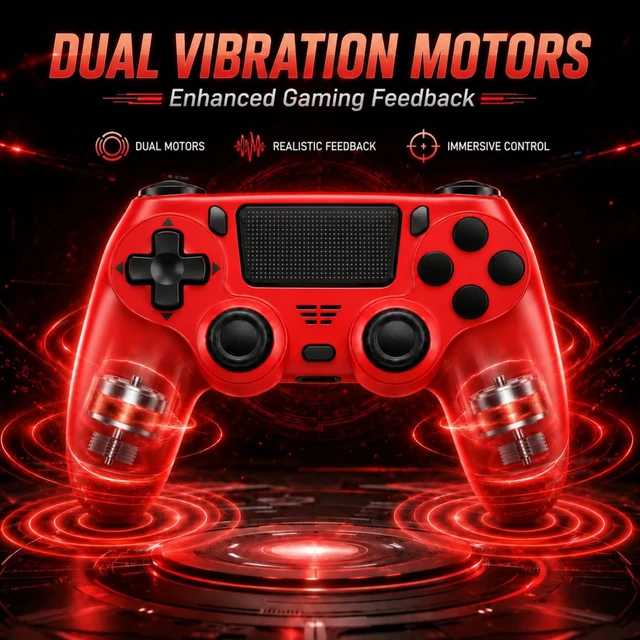 Alt view image 2 of 7 - Wireless Controller for PS4 Controller, Gamepad with Dual Vibration | 1000mAh, Six-axis Gyroscope Sensor, USB-C Port, Speaker, 3.5mm Headphone Jack, Touchpad, Compatible with PS4/Slim/Pro/PC
