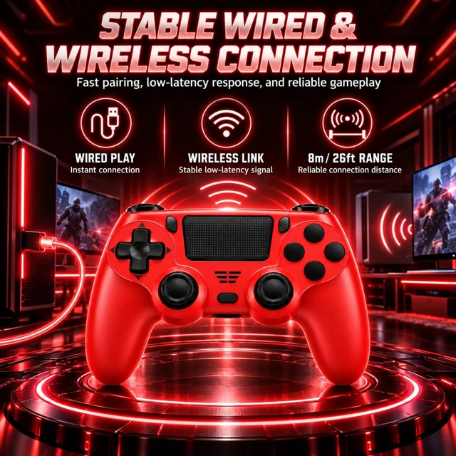 Alt view image 6 of 7 - Wireless Controller for PS4 Controller, Gamepad with Dual Vibration | 1000mAh, Six-axis Gyroscope Sensor, USB-C Port, Speaker, 3.5mm Headphone Jack, Touchpad, Compatible with PS4/Slim/Pro/PC