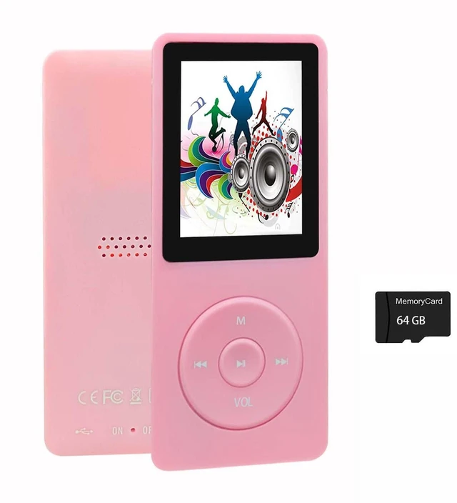 Main image of 64GB MP3 Player with Speaker Earphones Portable Music Player for Kids Support Voice Recorder Photo Video E-Book, Pink