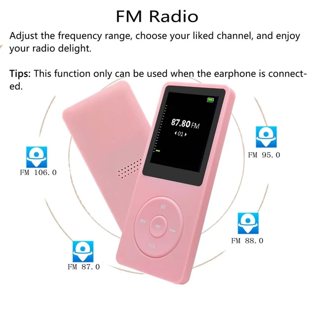 Alt view image 5 of 6 - 64GB MP3 Player with Speaker Earphones Portable Music Player for Kids Support Voice Recorder Photo Video E-Book, Pink