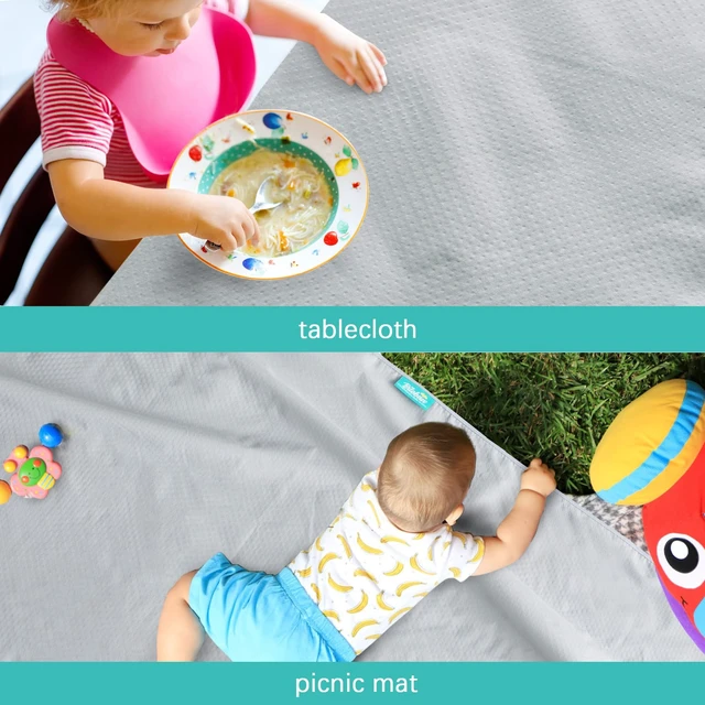 Alt view image 4 of 6 - Splat Mat 2 Pack for Under High Chair Waterproof Splash Mat 42''×46'' | Reusable & Portable Baby Playtime Anti-Slip High Chair Mat for Floor or Table