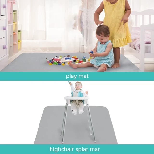 Alt view image 5 of 6 - Splat Mat 2 Pack for Under High Chair Waterproof Splash Mat 42''×46'' | Reusable & Portable Baby Playtime Anti-Slip High Chair Mat for Floor or Table
