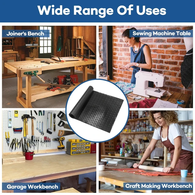 Alt view image 7 of 7 - 48" x 17" Work Bench Pad PVC Workbench Mat with Non-Slip Steel Plate Texture, 1.5mm Thick Scratch & Stain Resistant Surface for Woodworking, Crafting, DIY Projects and Tool Protection