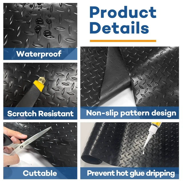 Alt view image 3 of 7 - 48" x 17" Work Bench Pad PVC Workbench Mat with Non-Slip Steel Plate Texture, 1.5mm Thick Scratch & Stain Resistant Surface for Woodworking, Crafting, DIY Projects and Tool Protection