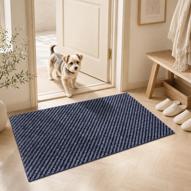 Main image of Front Door Mat Outdoor Indoor, Durable Gray Welcome Mat-17inx30in | Non Slip Rubber Mat, Dirt Trapper Waterproof Low Profile Entry Rug Custom for Entryway,Garage,Entrance,Patio,Outside,Porch